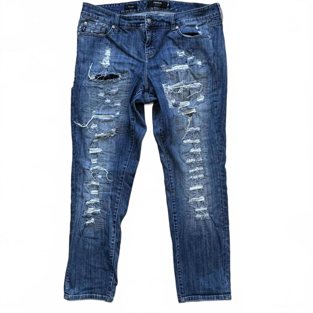Torrid Premium Women's Boyfriend Mid -Rise Distressed Jeans - Size 18
